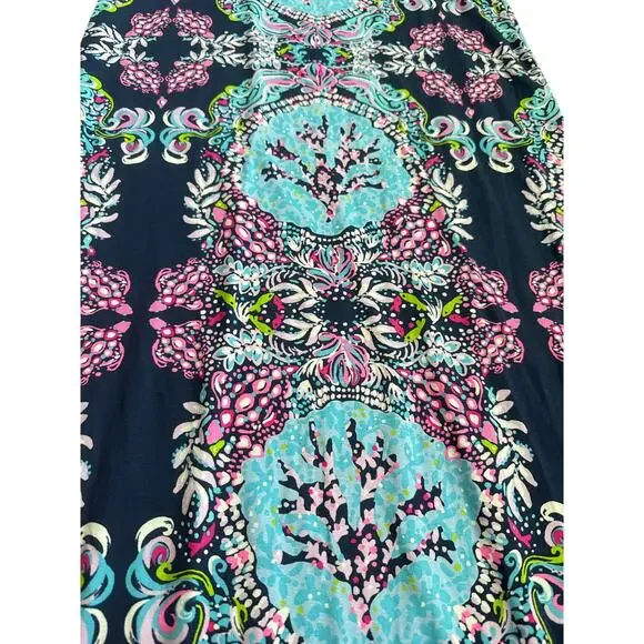Lilly Pulitzer Morgann Maxi Dress in High Tide Navy Mermaid Size Medium - Picture 7 of 10